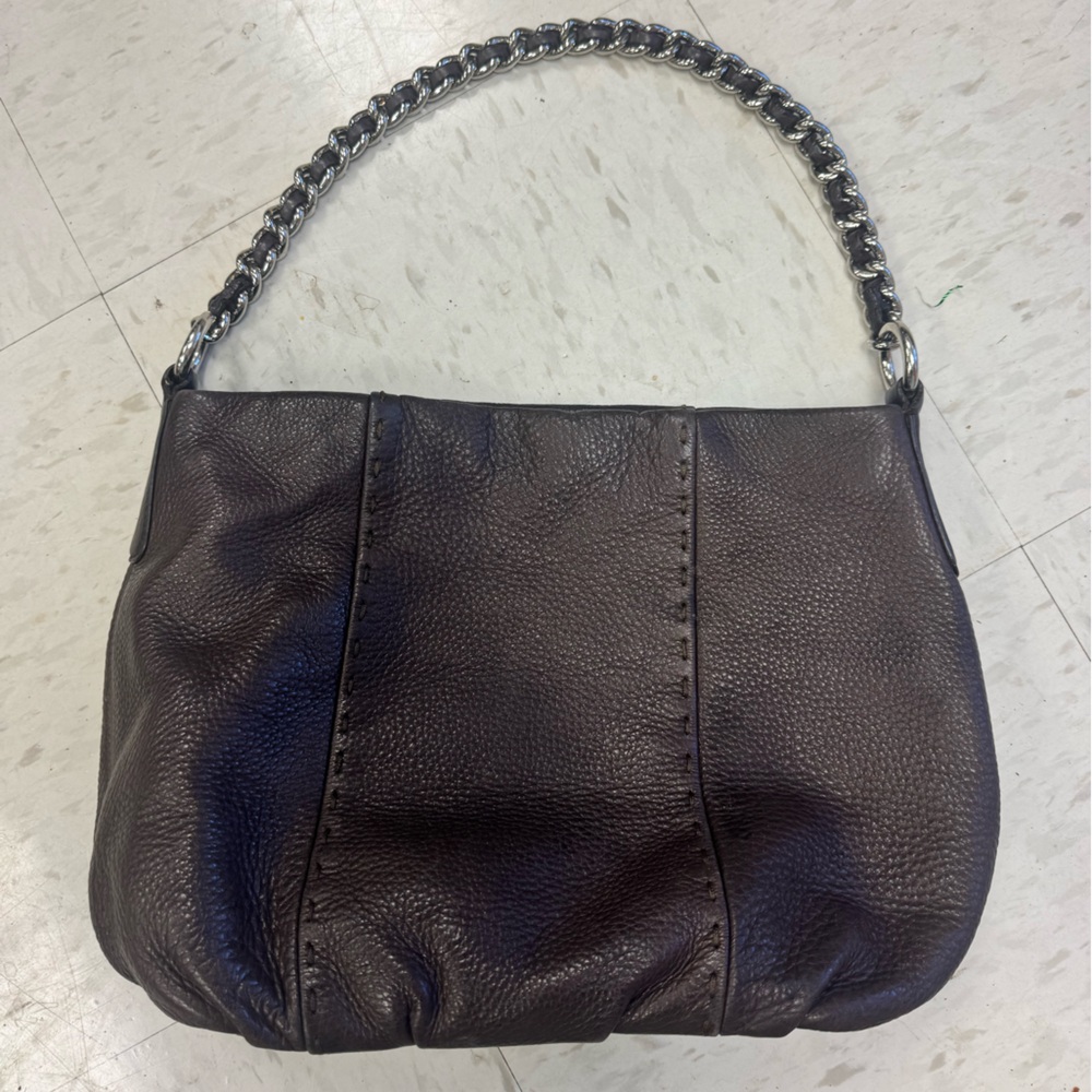 Calvin Klein Leather Shoulder Bag with Chain Handle